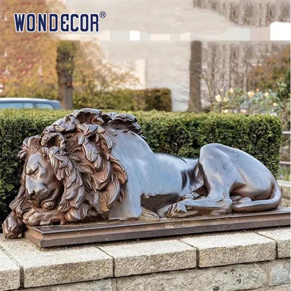 Quality Square Decoration Custom Bronze Sculpture brass Life Size Lion Sculpture for sale