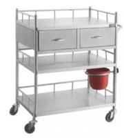 China Antimicrobial Stainless Steel Medical Trolley Mobile Utility Carts With Drawers factory