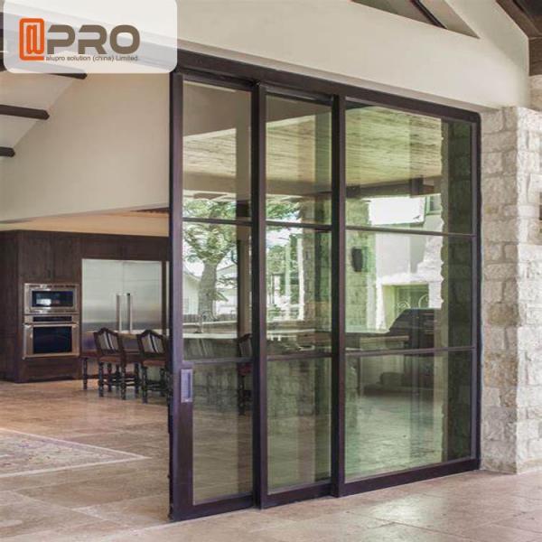 Quality Big Size Black Aluminum Sliding Doors For Dining Room With Thermal Break Design for sale