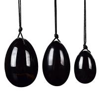 China 3 pieces/1 set Natural Black Obsidian Yoni Egg for Kegel Exercise Pelvic Body Massage Vaginal Tightening factory