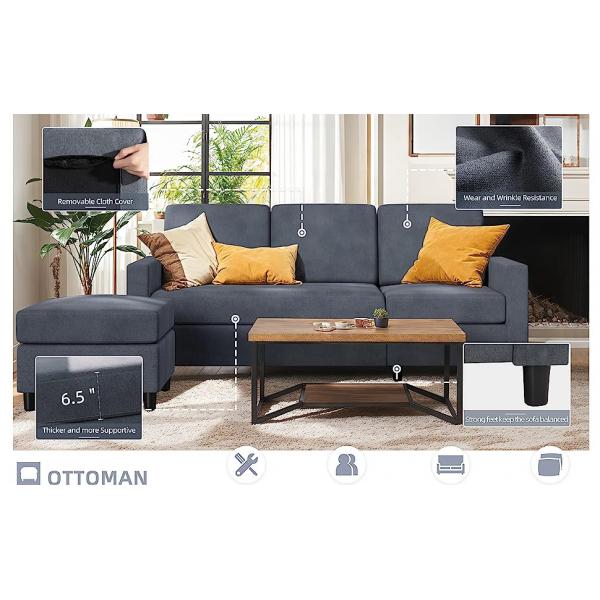 Quality Apartment Modular Sectional Couch L Shaped Stain Resistant Convertible for sale