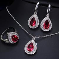 China Hot selling Womens Luxury Wedding Flower CZ Zircon jewelry Set Fashion Waterdrop Necklace Earrings Set Jewellery sets factory