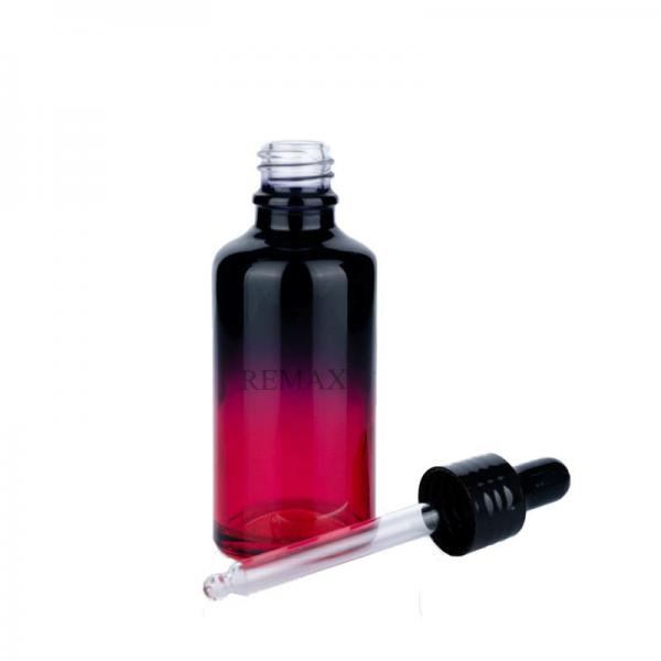 Quality Glass Cosmetic Dropper Bottles 30ml Round Clear Red Essential Oil Sample Bottles for sale