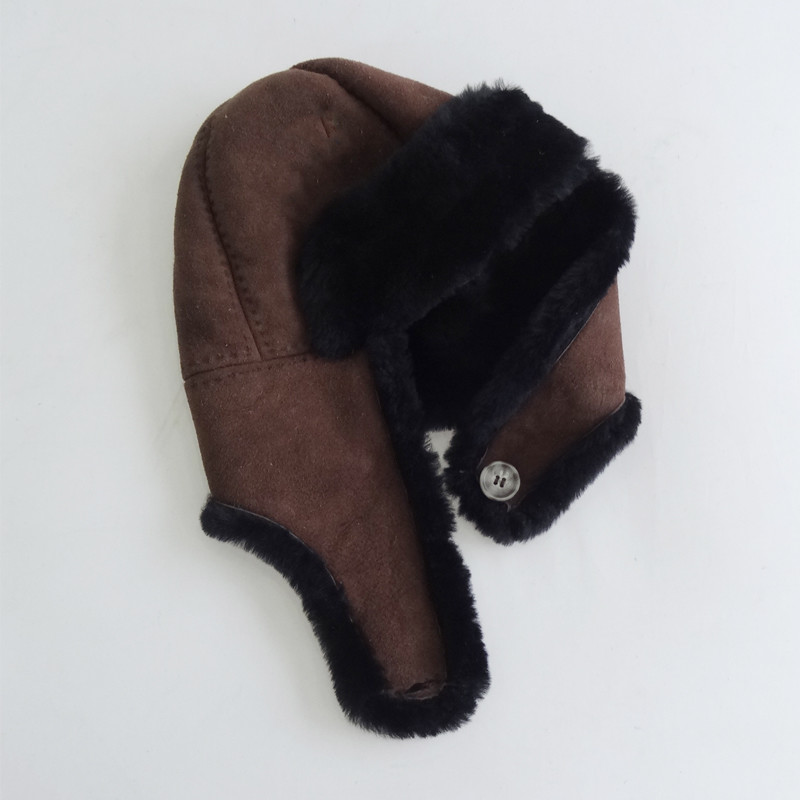 China Hot selling customized cheap men women trapper sheepskin hat winter factory