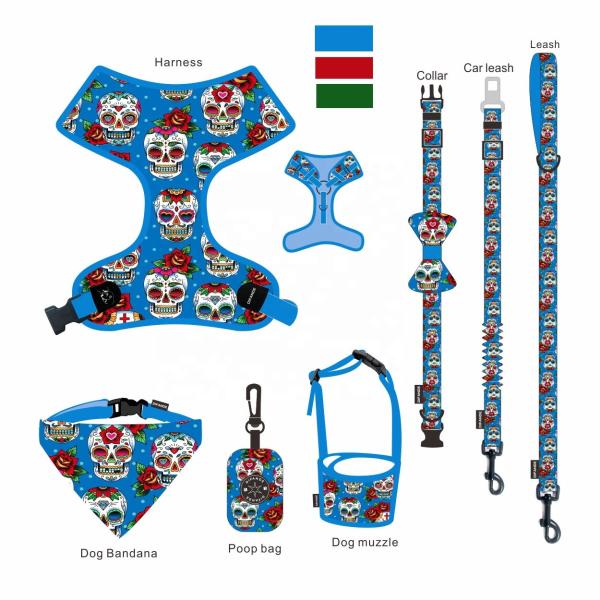 Quality Sublimation Patterns Multicolor Dog Harness Bandana Sets With Metal Hook for sale