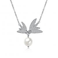 China 10mm Freshwater Pearl Butterfly 14.7'' 6.1g Chain Sterling Silver Jewelry Necklaces factory