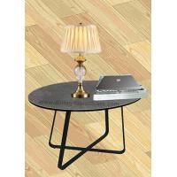 China Living Room Oval Tempered Glass Coffee Table Grey Top Stylish Steel Legs factory