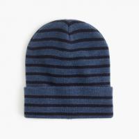 China Warm 100 Wool Thick Beanie Hat , Male Elastic Knit Beanie Cap With Stripe factory