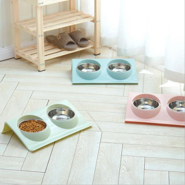 Quality Fashionalbe Pet Food Feeder / Combination Double Bowl Thick Non - Tasteless for sale