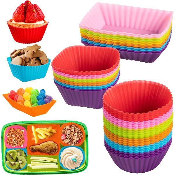 Quality Silicone Lunch Box Dividers, Colorful Bento Box Dividers, Silicone Cupcake Liners, Reusable Bento Box Accessories for sale