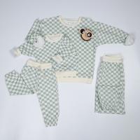 China 230gsm Family Matching Clothes Set French Terry Crew Neck Long Sleeve Checkered Sweatsuit factory