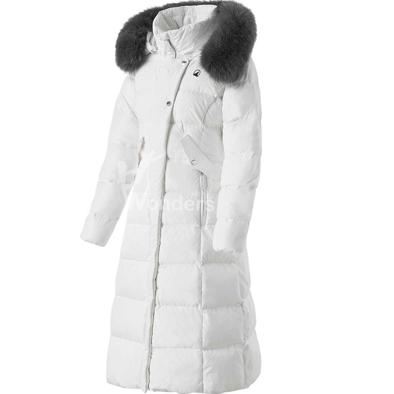 China Women'S Hooded Down Jacket Long Puffer Coat With Removable Faux Windproof factory