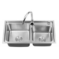 Quality CUPC Top Mount Double Bowl Kitchen Satin Stainless Steel Sink 304/201 for sale