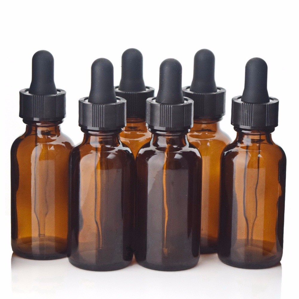 Quality Non - Toxic Round Shoulder Custom Glass Bottles With Plastic Black Dropper For for sale