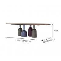Quality Customized Walnut Color Metal Base Dining Table Rectangular Shape for sale