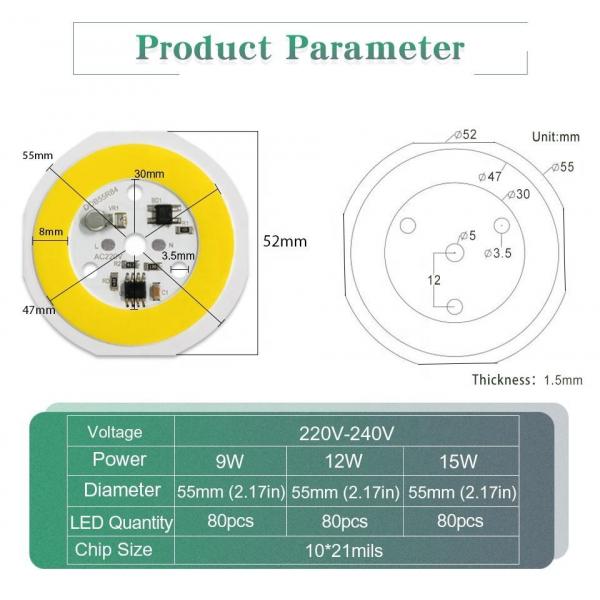 Quality 15w 220v Ac Cob Led Raw Material Driverless Led Chip For E27 A60 A70 A80 for sale