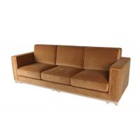 China Orange Velvet Home Living Room Sofa 3 Seat Solid Wood Frame factory