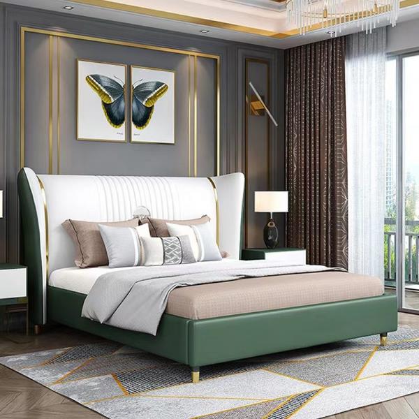 Quality 5 Star Luxury Hotel Bedroom Furniture Solid Wood Leather Bed Bentley Hotel for sale