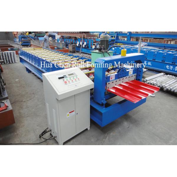 Quality 4 Kw Trapezoidal Roof Panel Roll Forming Machine With Hydraulic Cutter for sale