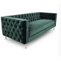 China Home Furniture Living Room Couches 3 Seat Sofa Green Velvet Fabric Upholstered factory