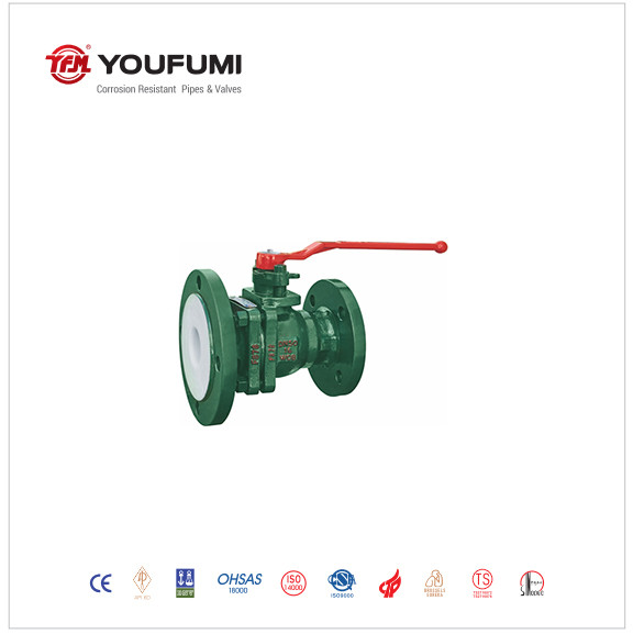 Quality RF Flanged PFA Lined Ball Valve SUS304 80A PTFE Lined Refining Use for sale