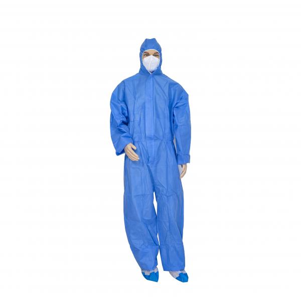 Quality Disposable Non woven long sleeve coveralls With Elastic Wrists and Ankles , Size for sale