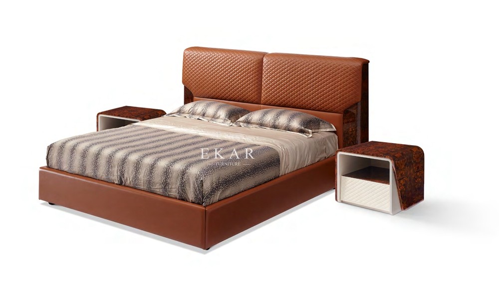 China Upholstered Kingsize Modern Leather Bed W006B10 factory