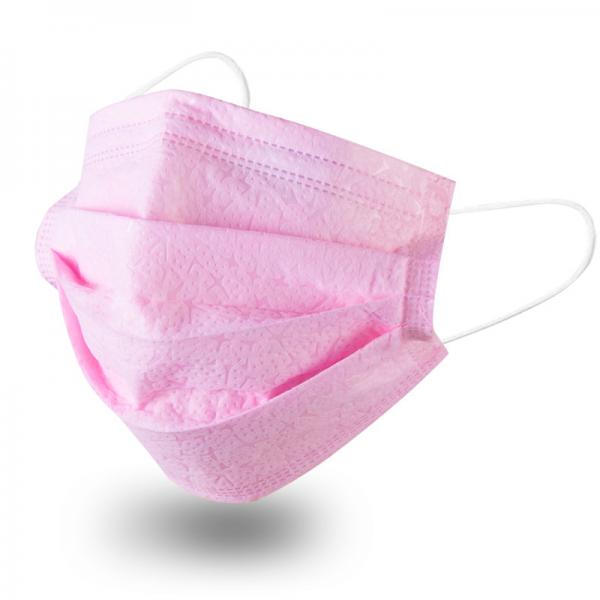 Quality Fluid Resistant Pink Disposable Mask , Custom Surgical Mask Windproof Keep Warm for sale