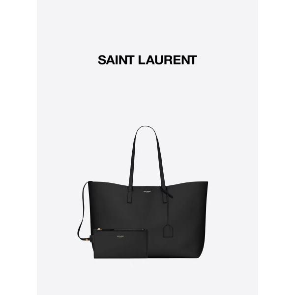 Quality 1.4lb Textured Leather Branded Ladies Handbag Black YSL Calfskin Bag East West for sale