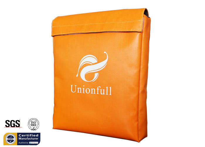 China Orange Fireproof Document Bag 11x15x2 1523 ℉ Durable Fire Safe Cash Pouch factory