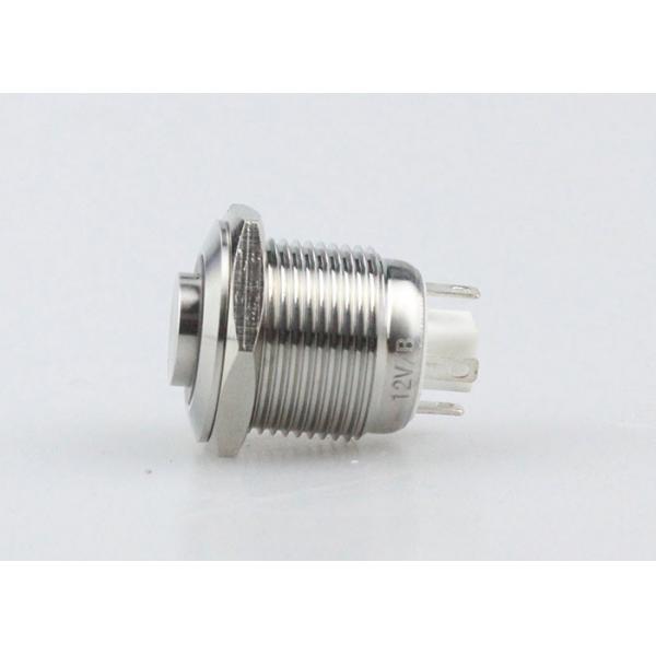 Quality 12 Volt LED Stainless Steel Push Button Switch 16mm Panel Mount High Head Ring for sale