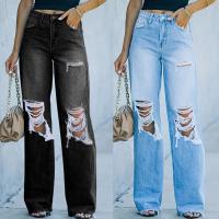 China Blue Custom Jeans Pant Spring Summer Straight Fit Pants For Women for sale