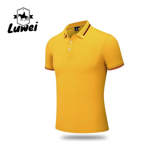Quality Quick Drying Embroidered Polyester Polo Shirts Textured Lapel Short Sleeve for sale
