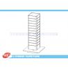 China Shop Black MDF Four Sided Garment Display Stand Portable With Hanging Slots factory