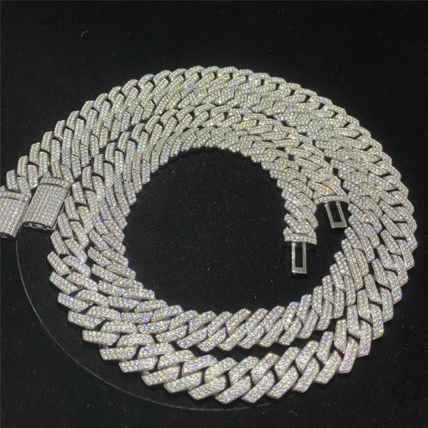 Quality Round Brilliant Cut Moissanite Cuban Chain for sale