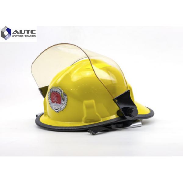 Quality Fire Construction Safety Helmets Face Shield Yellow Polyamine Flame Retardant for sale