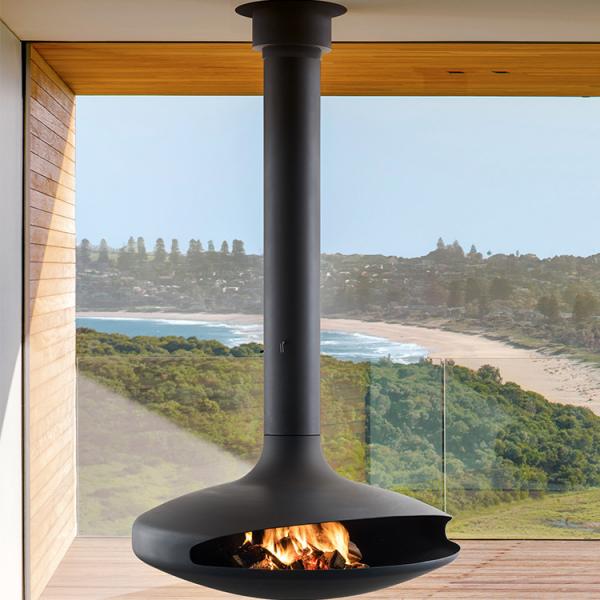 Quality Black 800mm Suspended Wood Fireplace For Party for sale