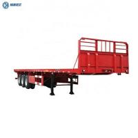 China Landing Gear 28 Ton 3 Axles 40ft Flatbed Heavy Duty Semi Trailer With Front Board factory