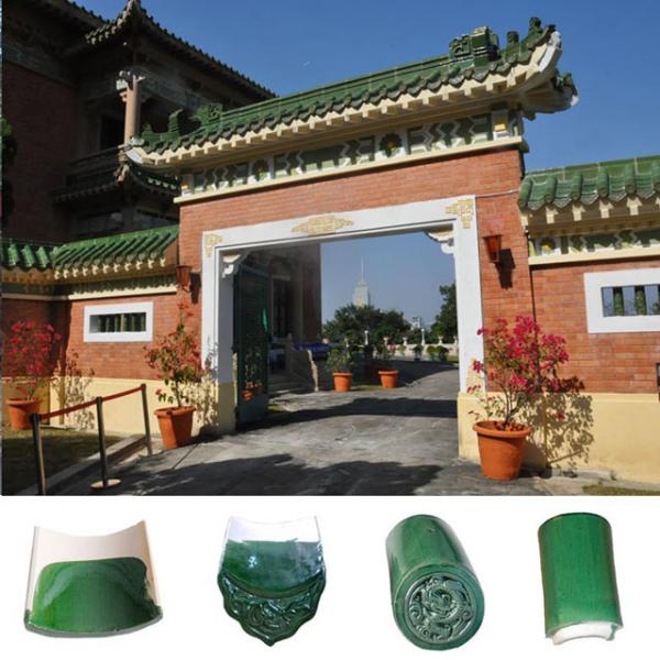 Quality Plain Chinese Ceramic Roof Tiles Green Glazed Handmade Clay Roof Tiles for sale