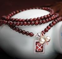 China sterling silver clover plate charm burgundy garnet bracelets, gemstone beaded bracelet factory
