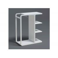 China High Glossy White Painted Garment Display Stand With Wooden Shelf for sale