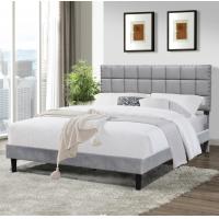 China King Size Upholstered Platform Bed Frame Dark Grey With Adjustable Headboard Height for sale