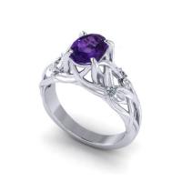 Quality Floral Amethyst Ring In 14k White Gold, 6x8mm Amethyst, Diamond .06cttw for sale