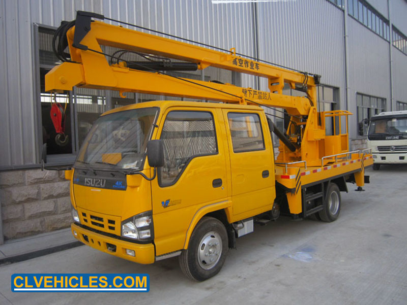 China Hydraulic Aerial Cage High Altitude Truck 14M Telescopic Boom 4×2 factory