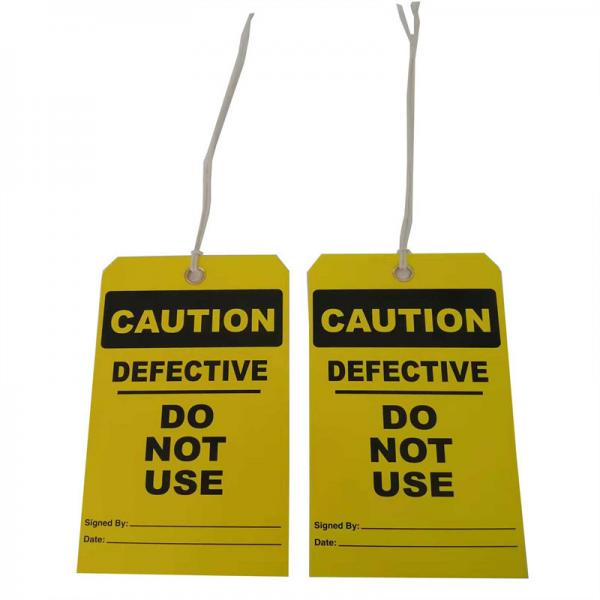 Quality Height 7 In Width 4 In Lockout Plastic Safety Tag Yellow Cardstock Caution Tag for sale