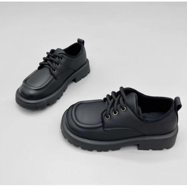 Quality Genuine Leather Girls School Shoes Rubber Sole Artificial Short Plush Inner for sale