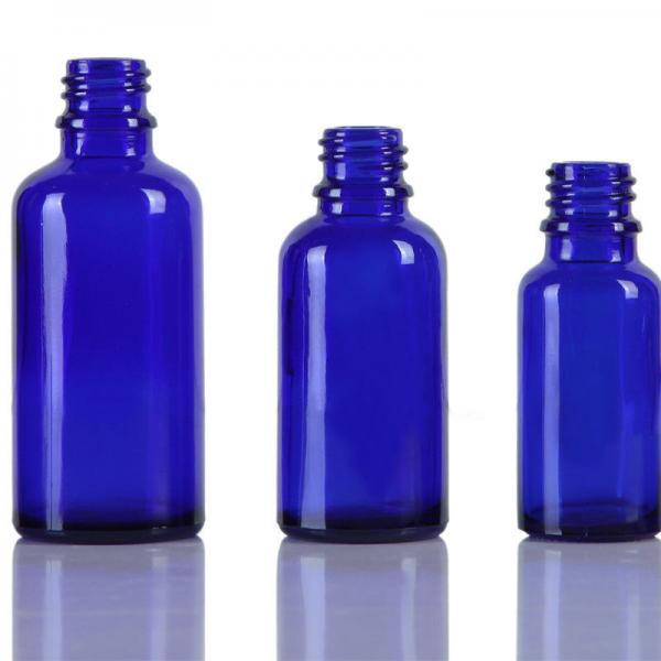 Quality 1 Inch 0.05mm Blue Glass Eye Dropper Bottles For Cosmetic Packaging for sale