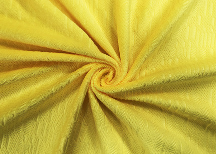 Quality 210GSM Soft 100% Polyester Embossed Pattern Micro Velvet Fabric - Yellow for sale