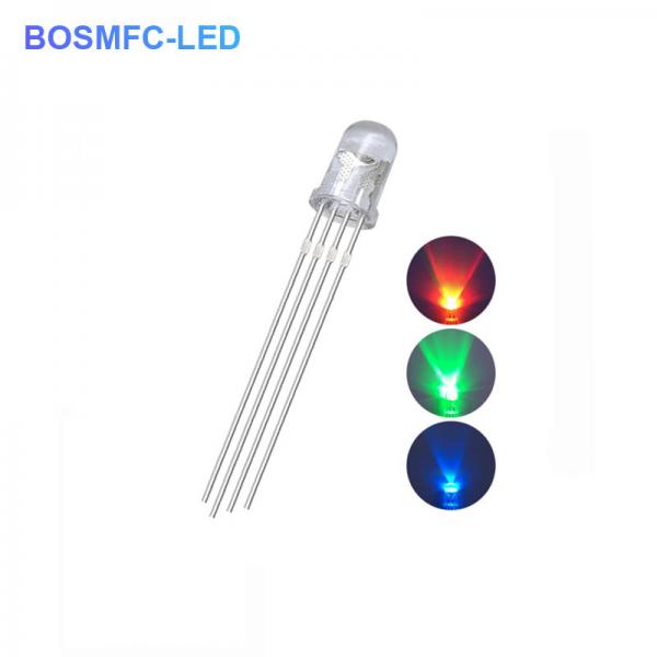 Quality 4 Pins RGB LED 5mm Through Hole 0.06W , Common Anode Water Clear Lens F5 Tri Color LED for sale
