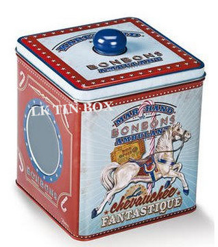 Quality Customized Square Printed Cookie Tin box 65x65x90mm Embossing ISO9001 2008 for sale